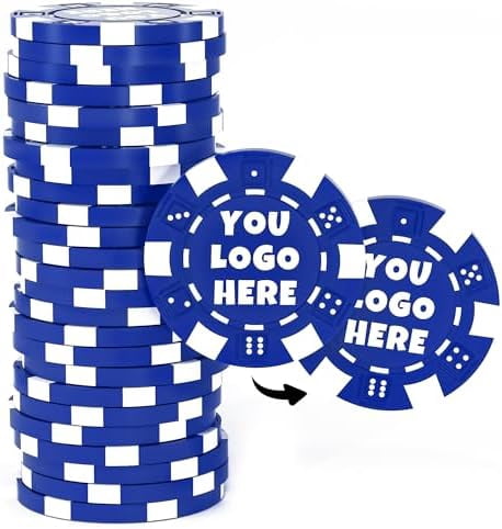 100 Custom Poker Chips With Your Text & Image - Personalized Drink Tokens For Parties, Texas Hold'em & Clubs