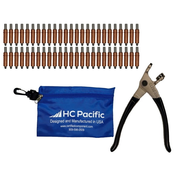 50 each C1/4 Cleco Fasteners (Made in USA) w/ Pliers and Pouch