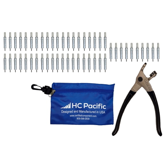 50 each C3/32 Cleco Fasteners with Cleco Pliers & Pouch- Made in USA