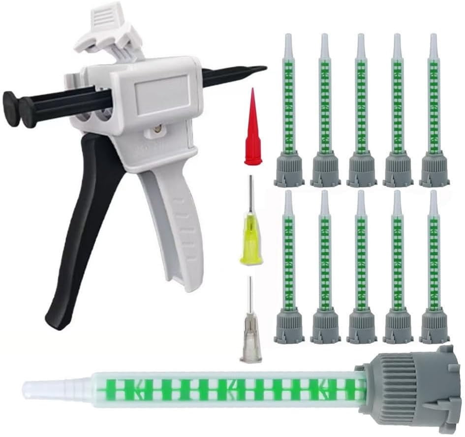 50 epoxy tube with applicator gun set | 1:2 ratio mixing gun with nozzle for glue, mold and resin