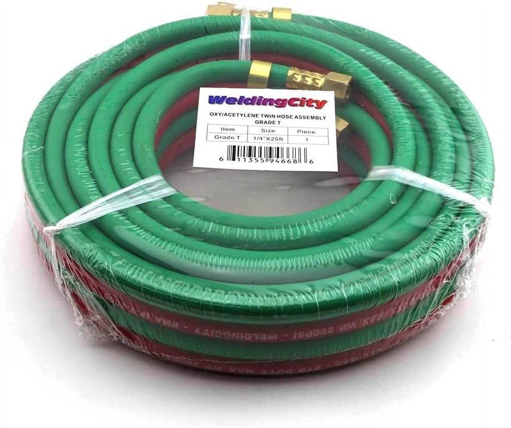 Weldcote HRR14T50 Retractable Twin Welding Hose Reel With 50 Ft Of 1/4" Grade T Twin Hose For Acetylene/Oxygen