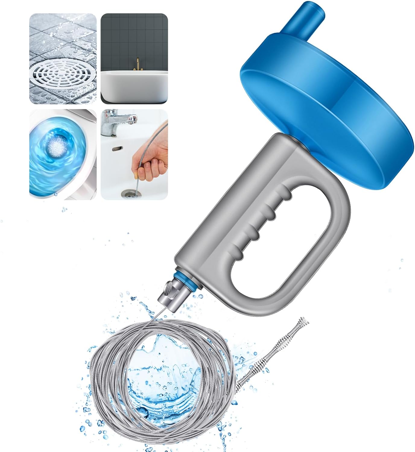 50 ft Drain Auger Plumbing Snake Kitchen Sink Drain Clog Remover Manual Flexible Drain Cleaner