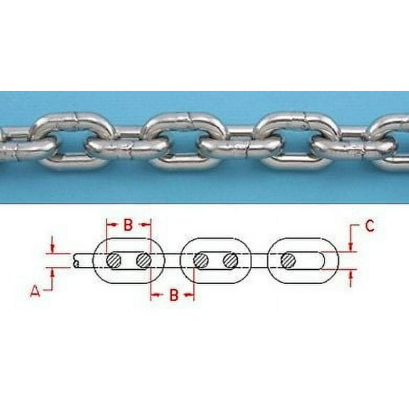 50 ft STAINLESS STEEL ANCHOR CHAIN 316L 5/16 DIN 766 BBB Repl. Suncor S0601-0008