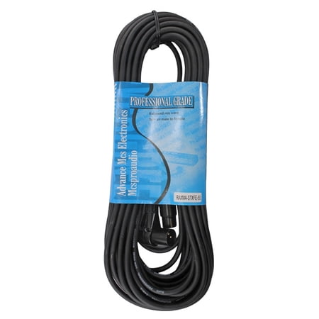 50 ft XLR Microphone Cable with Right Angle Male and Straight Female connectors.
