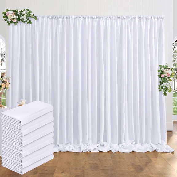 50 ft x 10 ft Thick White Backdrop Curtain for Wedding Parties, 10 Panels White Polyester Wedding Backdrop Drapes for Party Birthday Backdrop Photography Decorations