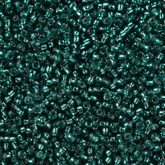 50 g 11/0 Grade A Transparent Glass Seed Beads Silver Lined Round Hole Dark Turquoise 2x1.5mm Hole: 0.3mm 3000pcs/50g