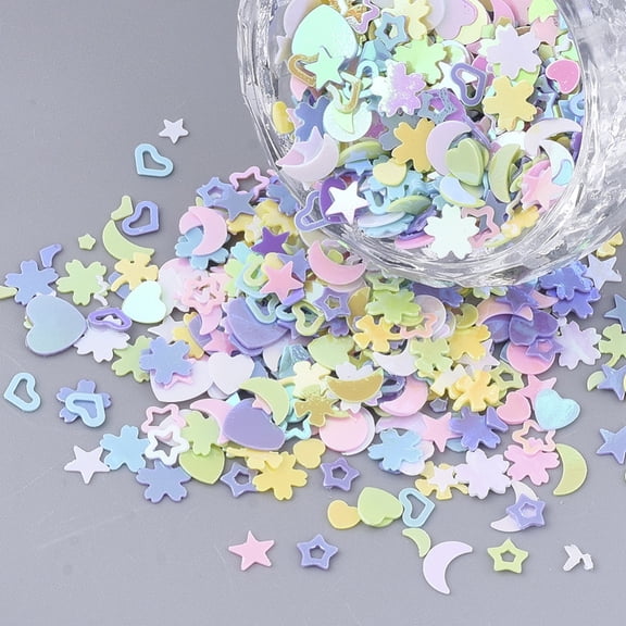 50 g Ornament Accessories PVC Plastic Paillette/Sequins Beads No Hole/Undrilled Beads Mixed Shapes Mixed Color 1.5~6.5x1.5~8x0.4~0.7mm