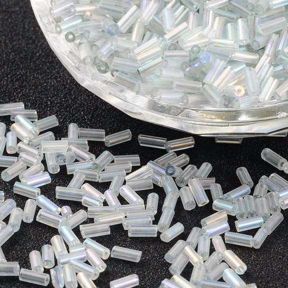 50 g Seed Bugle beads Clear AB with AB color 1.8mmx4.5mm Hole: 0.6mm about 1555pcs/50g