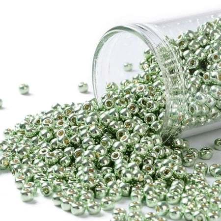 50 g TOHO Round Seed Beads Japanese Seed Beads (PF560) PermaFinish Lime Green Metallic 8/0 3mm Hole: 1mm 1111pcs/50g
