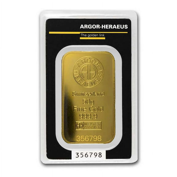 50 gram Gold Bar - Argor-Heraeus (In Assay)