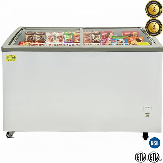 NSF 50" Commercial Ice Cream Chest Freezer – 14 Cu. Ft. Sliding Glass Lid