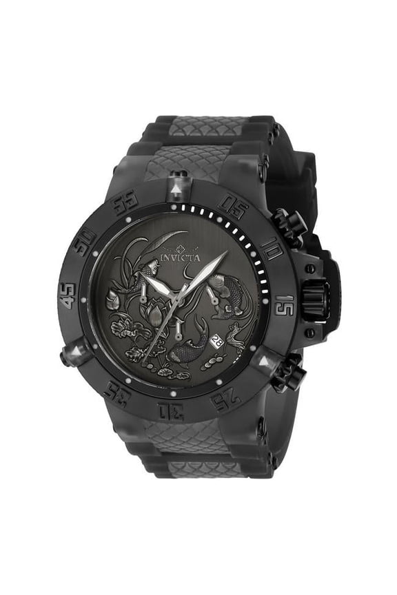 50 in. Dia. 28 mm Mens Subaqua Quartz 3 Hand Black, Silver & Dark Grey Dial Watch