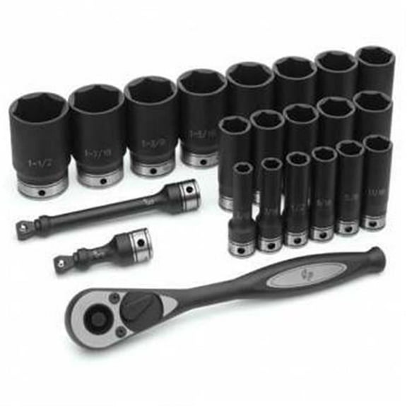 50 in. Drive 6 Point Fractional Deep Duo Socket Set - 22 Pieces