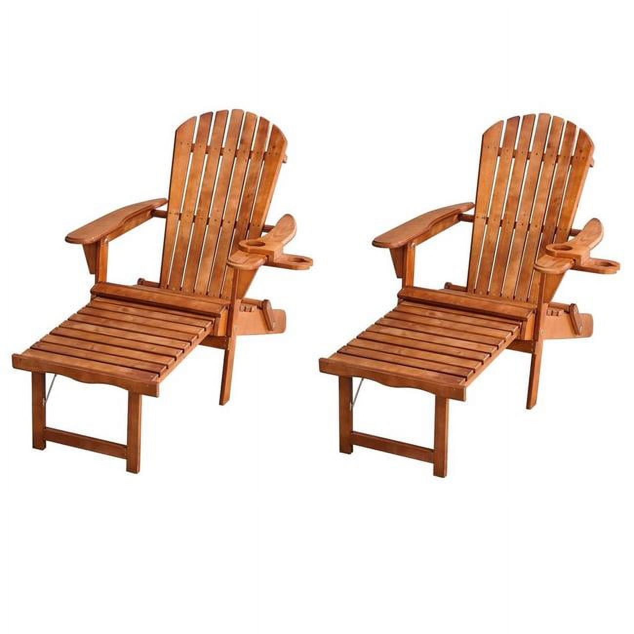 50 in. Oceanic Collection Adirondack Chaise Lounge Chair Foldable, Cup & Glass Holder, Walnut - Set of 2 - image 1 of 1