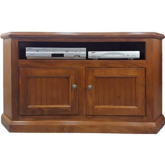 50 in. Poplar Corner TV Stand with 2 Bead Board Doors, Green