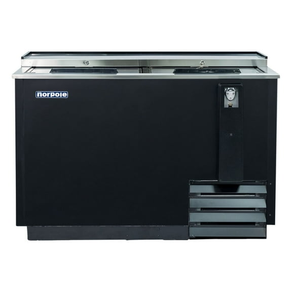 Norpole 50 in. W 16 cu. ft. Commercial Beverage Cooler Refrigerator with Sliding Door in Black in Black