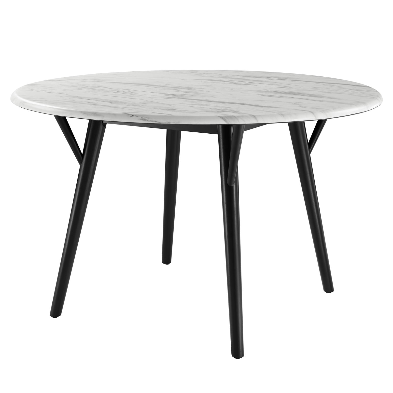 50 inch Dining Table, Round, White Black, Wood, Artificial Marble, Modern Contemporary, Kitchen Room Cafe Bistro Restaurant Hospitality