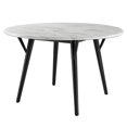 thumbnail image 1 of 50 inch Dining Table, Round, White Black, Wood, Artificial Marble, Modern Contemporary, Kitchen Room Cafe Bistro Restaurant Hospitality, 1 of 8