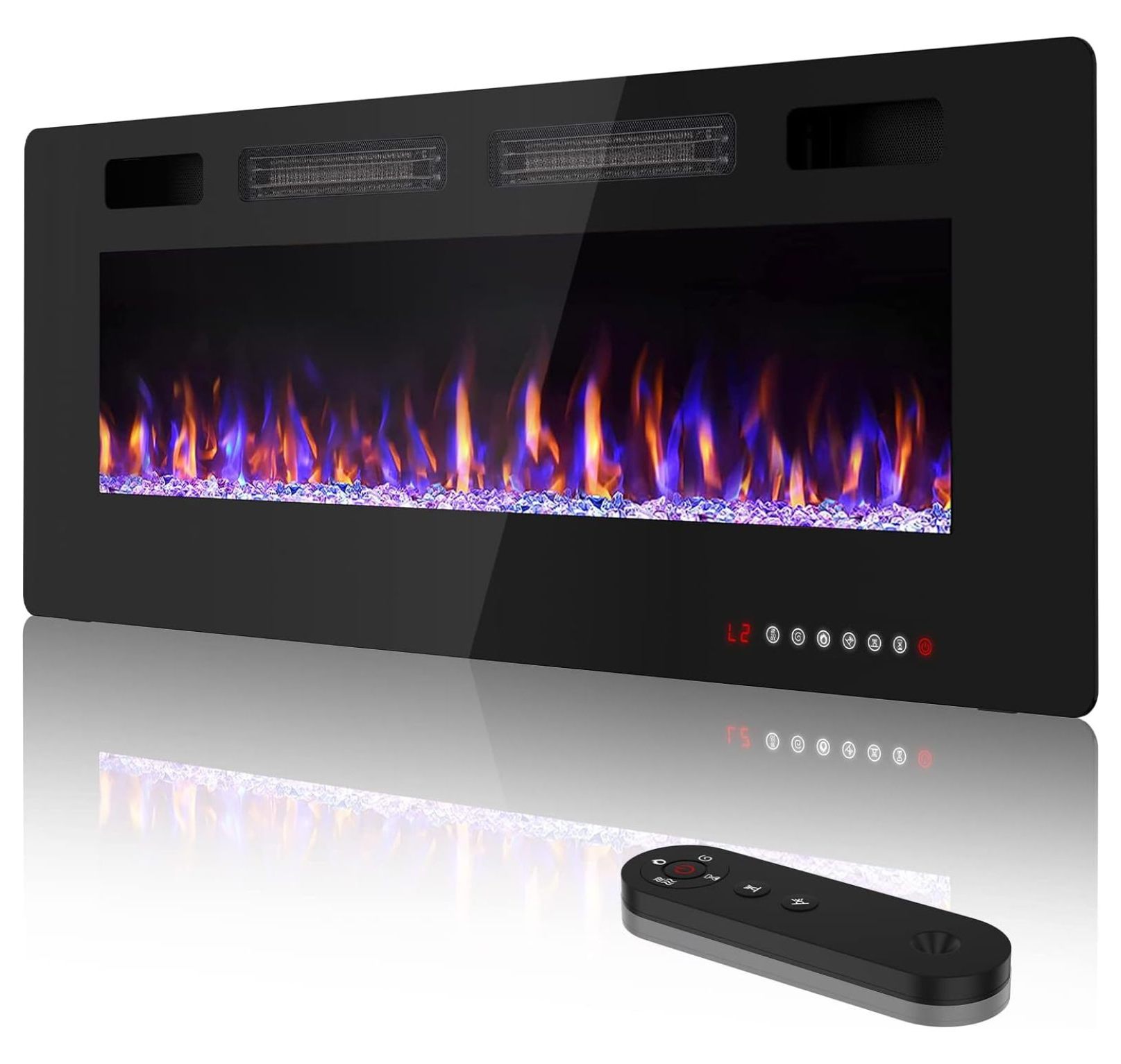 50 inch Electric Fireplace Inserts and Wall Mounted with Control
