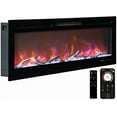 thumbnail image 1 of 50 inch Electric Fireplace in-Wall Recessed and Wall Mounted with Remote Control, 1500/750W Fireplace Heater (60-99°F Thermostat) with 12 Adjustable Color, Timer, Log and Crystal, 1 of 7