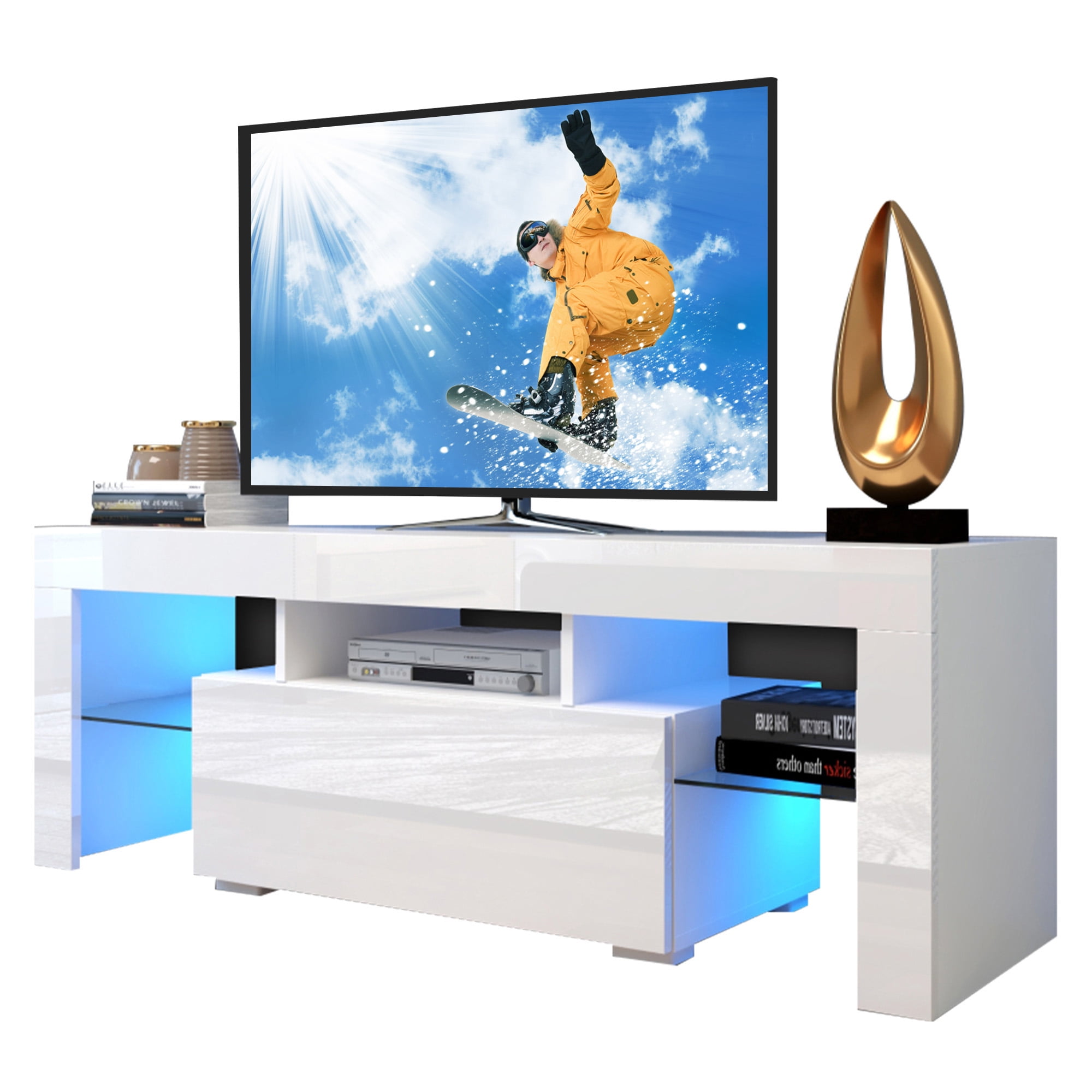50 inch LED TV Stand,Modern TV Stand with LED Lights for 55+ inch TV
