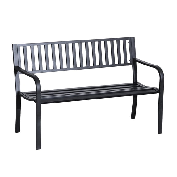 50 - inch Steel Bench - Curved Armrests for Style - Backyard, Poolside, Lawn - Durable and Easy to Wipe