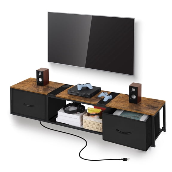 50 inch TV Console Table, Rustic TV Stand with Storage, Entertainment Center Stand with Open Storage Shelves, TV Stand for Living Room, Bedroom