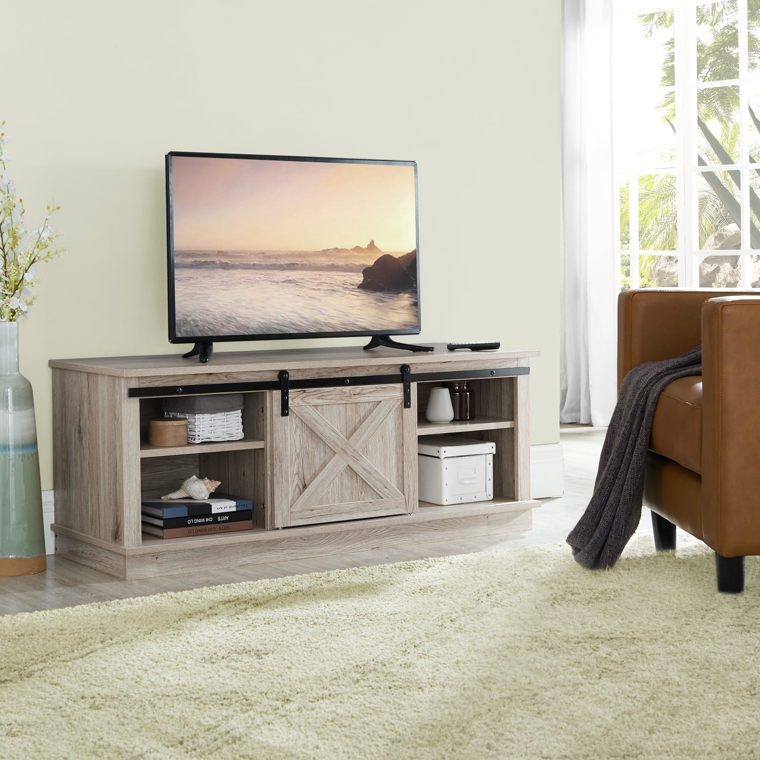 50 inch TV Stand Small TV Stand TV Cabinet with Storage Shelf