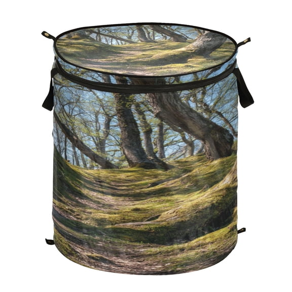 50-liter Large Capacity Laundry Basket Sealed and Dustproof Easy Carry Handles Applicable to Laundry Room Bedroom Bathroom College Dorm Quiet Forest