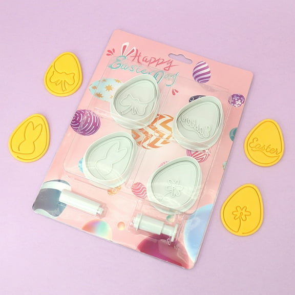 50% off! 6 Piece Set Easter Themed Plunger Cutters Baking Supply Easter Eggs Cookies Cutter Fondant Stampers
