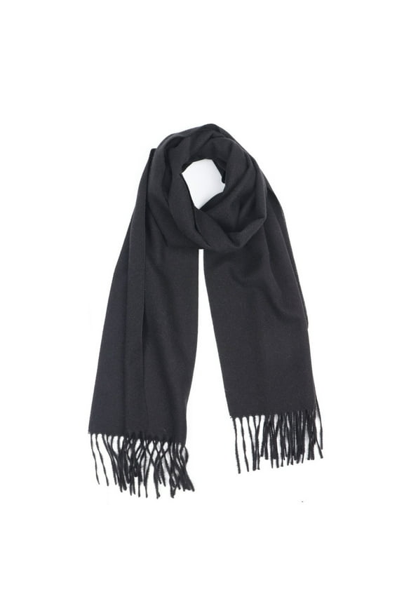 50% off Black Solid Scarfs for Women Fashion Warm Neck Womens Winter Scarves Pashmina Silk Scarf Wrap with Fringes for Ladies by Oussum