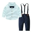 thumbnail image 1 of HAPIMO Toddler Baby Boys Denim Outs Short Sleeve Shirts+ Pants Set Kids Casual Summer Clothes Green 150, 1 of 4