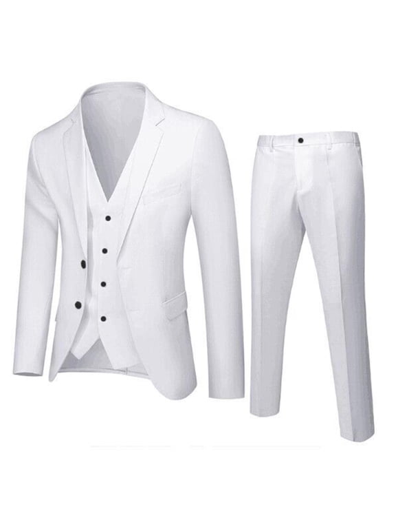 50% off Clear!Jiyugala Men's Suits Clearance $5 Men’s Suit Slim 3 Piece Suit Business Wedding Party Jacket Vest & Pants Coat