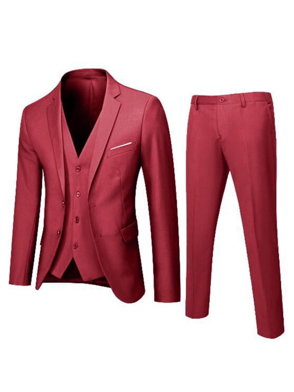 50% off Clear!Jiyugala Men's Suits Clearance $5 Men’s Suit Slim 3 Piece Suit Business Wedding Party Jacket Vest & Pants Coat