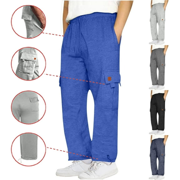 LONKITO Cargo Pants for Men Slim Fit Casual Streetwear Sweatpants Open Bottom Athletic Workout Sweat Pants with Pockets, Size L