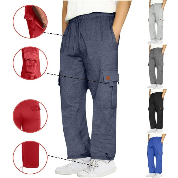 LONKITO Mens Sweatpants with Pockets Open Bottom Casual Cargo Sweatpants for Men Athletic Streetwear Workout Sweat Pants, Size L