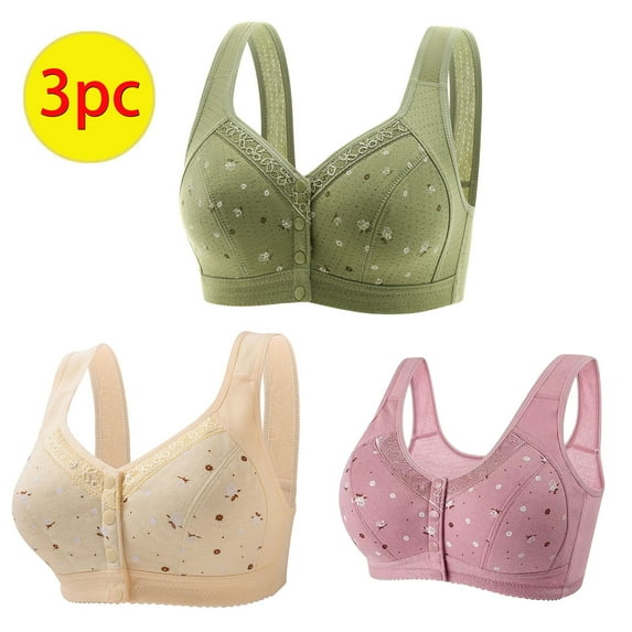50% off Clear!Woman's 3PC Solod Color Sports Bra Oversize Fashion No Wire Comfortable Lace Breathable Bra Underwear No Rims Prent for Women on Sale