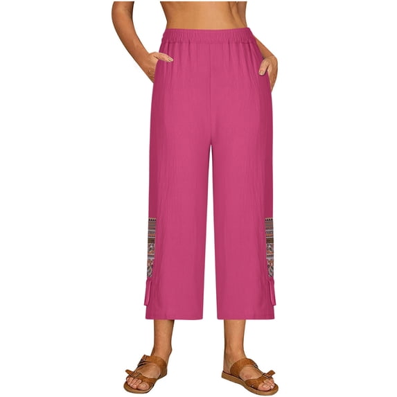 50% off Clear! safuny Women's Cotton Linen Wide Leg Pants High Rise Button Casual Comfy Workout Girls Relaxed Solid Color Trousers Trendy Teen