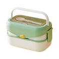 thumbnail image 1 of Lunch Box Ice Packs Reusable Double Bento Boxes Compartmentalized Handle Lunch Box Large Capacity High Appearanceplastic Lunch Box With Spork, 1 of 9