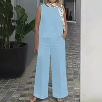 Fashion Plus Size Two Piece Sets For Women Summer Solid Color Round Neck Short Sleeve And Pants Sets With Pockets