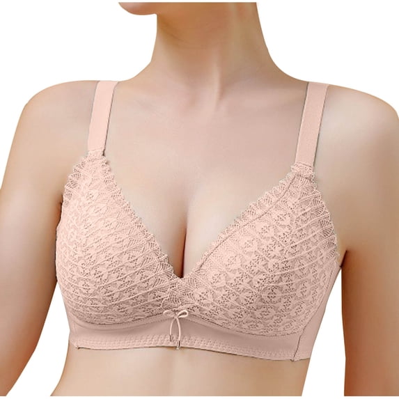 50% off Clearance!Plus Size Sports Bras for Women Wireless Fashion Solid Color Steel Rings Lace Pad Gathering Everyday Bras