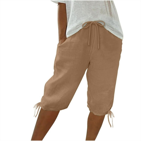50% off Clearance!Summer Fashion Plus Size Bermuda shorts for Women Solid Color Casual Capris