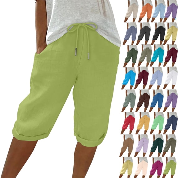 50% off Clearance!Summer Fashion Plus Size Bermuda shorts for Women Solid Color Casual Capris