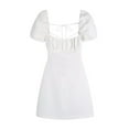 thumbnail image 1 of Summer Fashion Plus Size Dresses for Women Back Hollowed Out Solid Color Tie Short Sleeve, 1 of 7