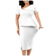 thumbnail image 1 of Summer Fashion Plus Size Dresses for Women Color V Neck Temperament High Waisted Commuting Pencil, 1 of 6