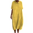 thumbnail image 1 of Summer Fashion Plus Size Dresses for Women Solid Color Casual Loose Fitting Daily Short Sleeved Lapel, 1 of 7