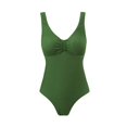 thumbnail image 1 of Womens Summer Plus Size One Piece Bathing Suits Solid Color Mesh Gauze Perspective Tight Fitting Cute Swimsuits Army Green∣S-2XL, 1 of 5