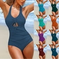 thumbnail image 1 of 50% off Clearance!Summer Fashion Plus Size One Piece Swimsuit Women Solid Color With Chest Cushion And No Steel Support Sexy Backless Strap Bikini, 1 of 6