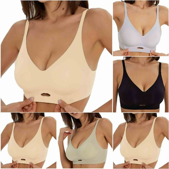 50% off Clearance!Summer Fashion Plus Size Sports Bras for Women Seamless Thin Without Rims Soft Support Gathered Breathable Underwear Daily
