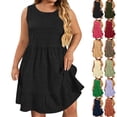 thumbnail image 1 of Summer Fashion Plus Size Spring Dresses for Women 2026 Casual Round Neck Sleeveless Solid Beach Boho, 1 of 8